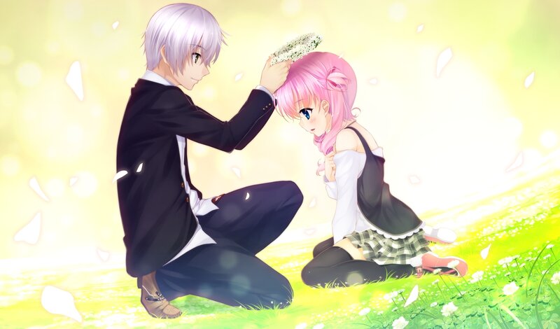 Silver-haired Boy and Pink-haired Girl