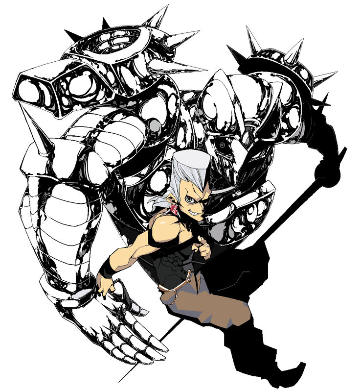 Silver-haired Boy with Robot