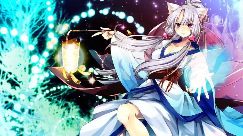 Silver-haired Cat Girl — White, Magical, Night