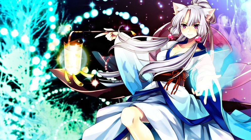 Silver-haired Cat Girl — White, Magical