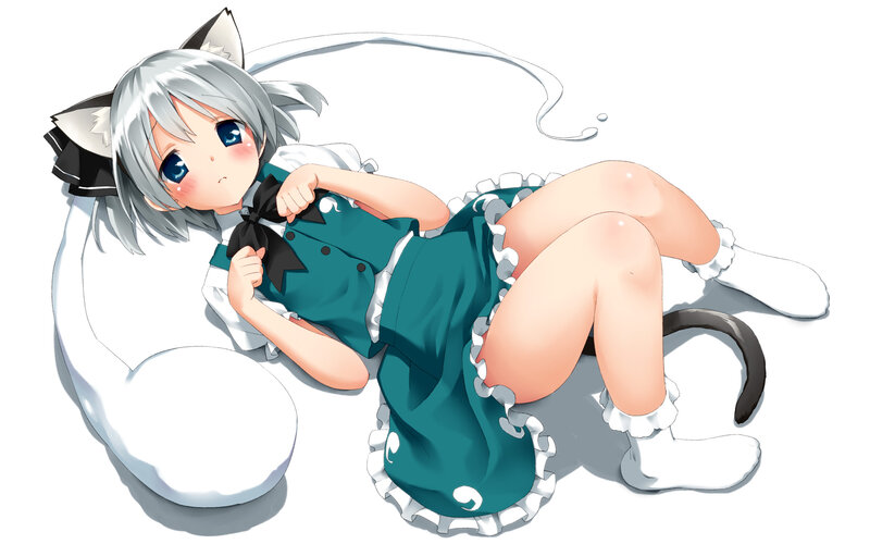 Silver-haired Cat Girl — White