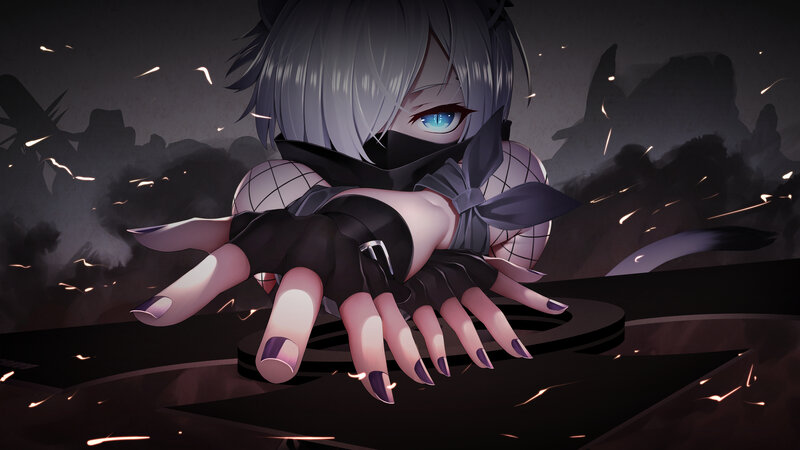 Silver-haired Character — Black, Dramatic, Night