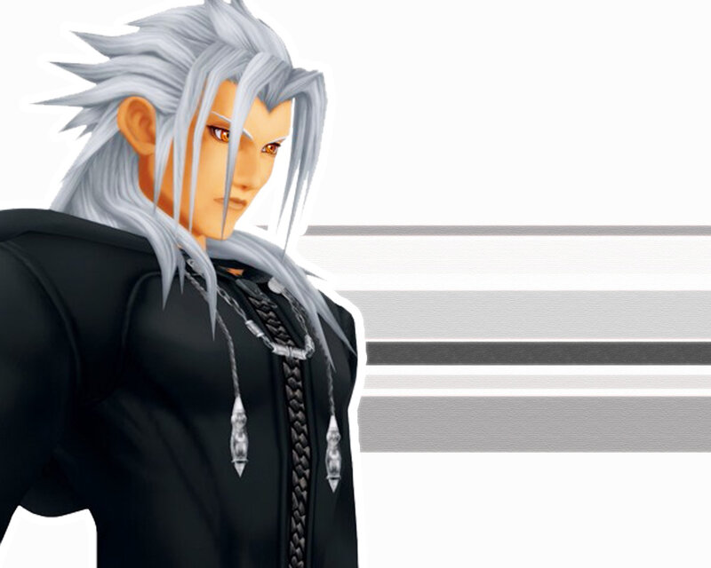 Silver-haired Character — Black, Serious