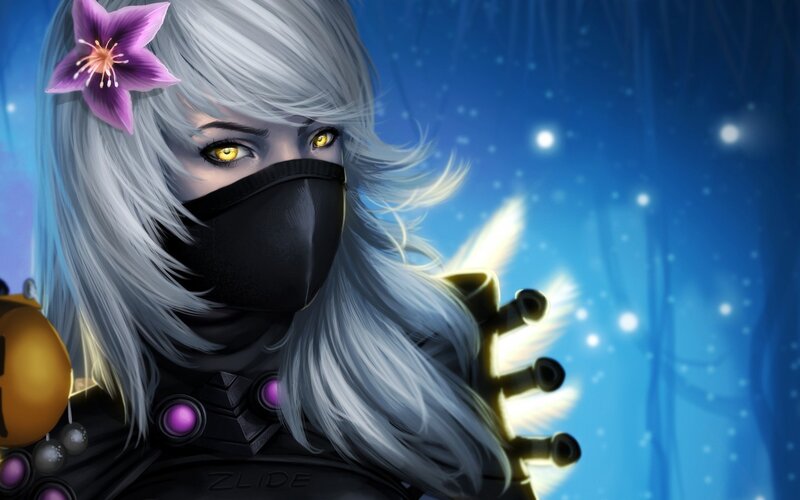 Silver-haired Character — Blue, Dramatic, Night, Digital Art