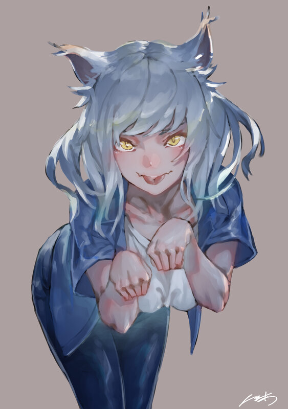 Silver-haired Character — Blue, Playful