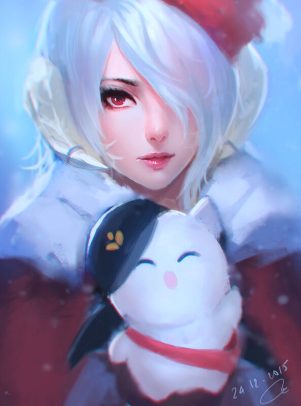 Silver-haired Character Holding Plush