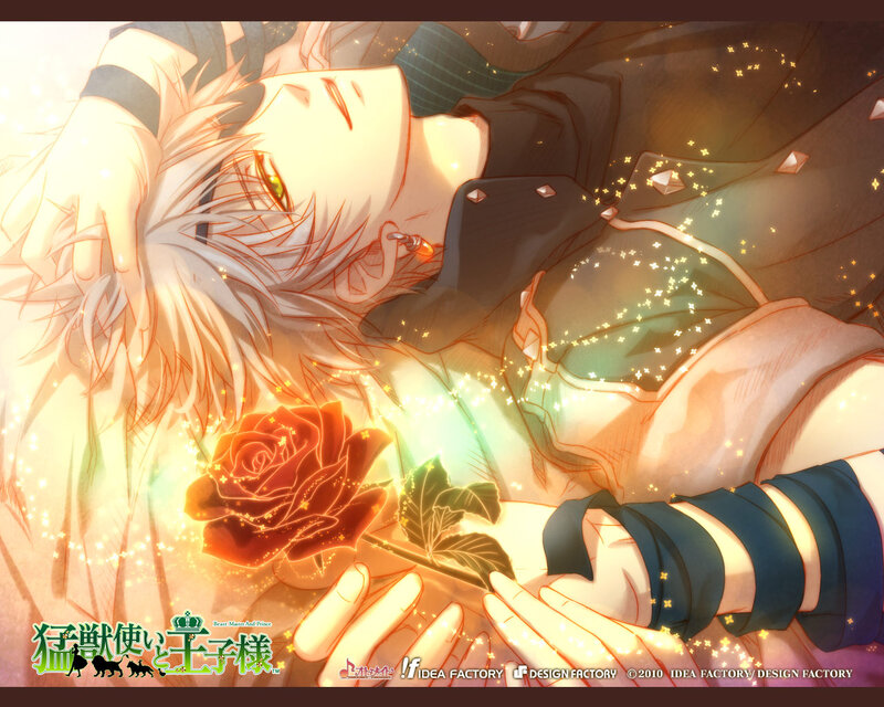 Silver-haired Character Holding Rose