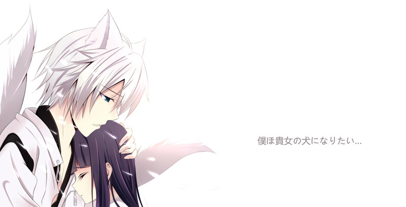 Silver-haired Character Hugging