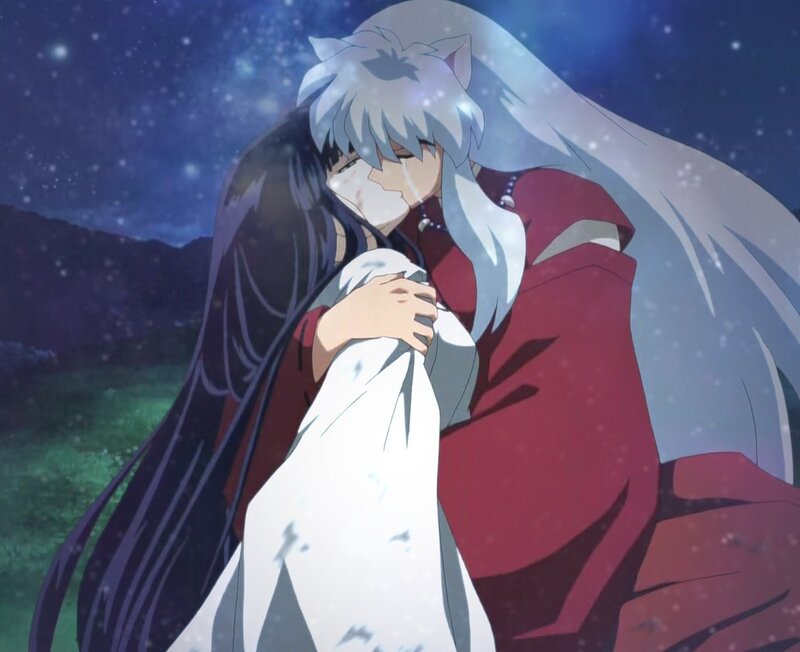 Silver-haired Character Hugging Woman