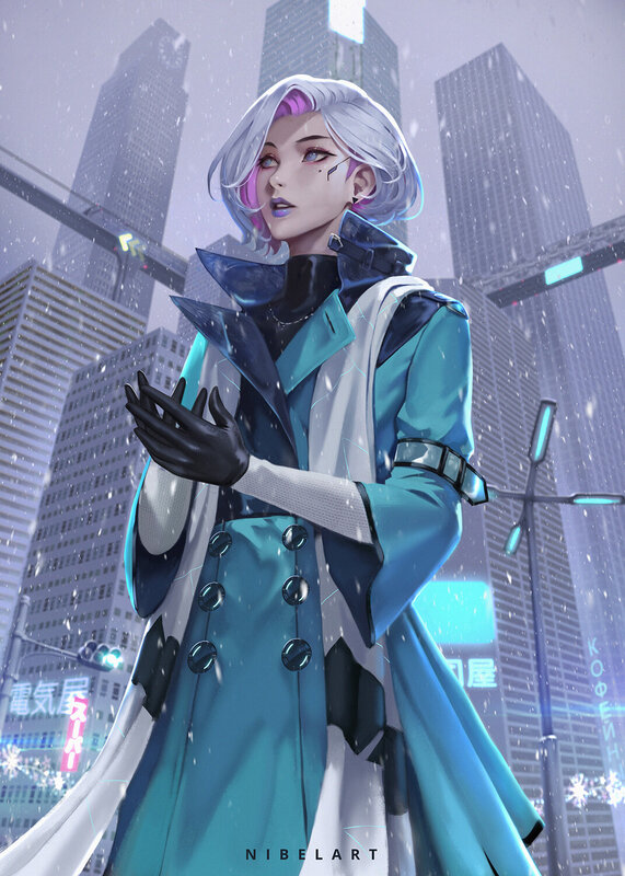 Silver-haired Character in Coat