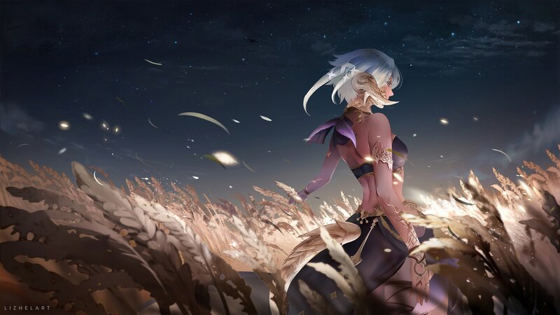 Silver-haired Character in Field