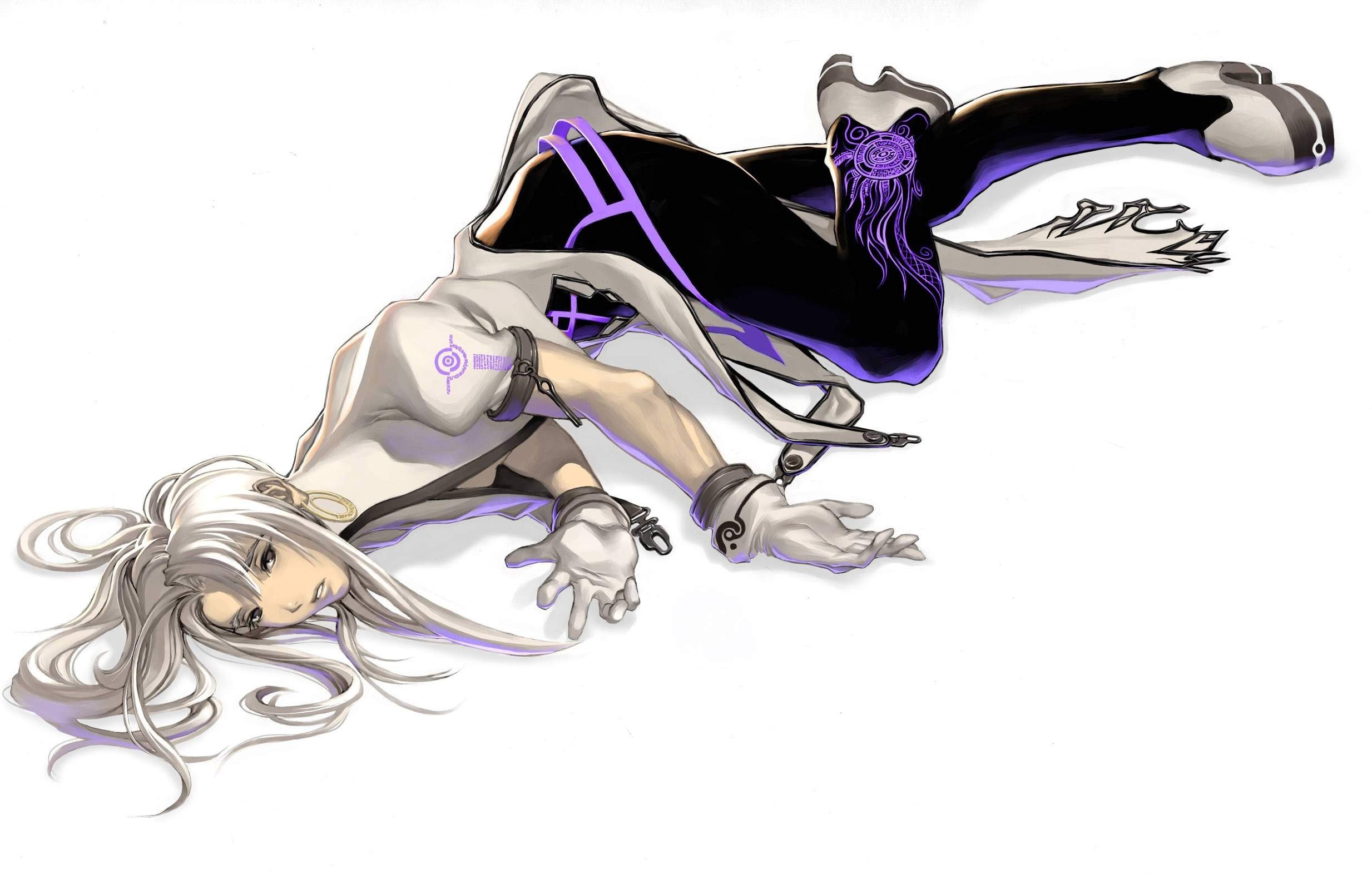 silver-haired character in futuristic attire