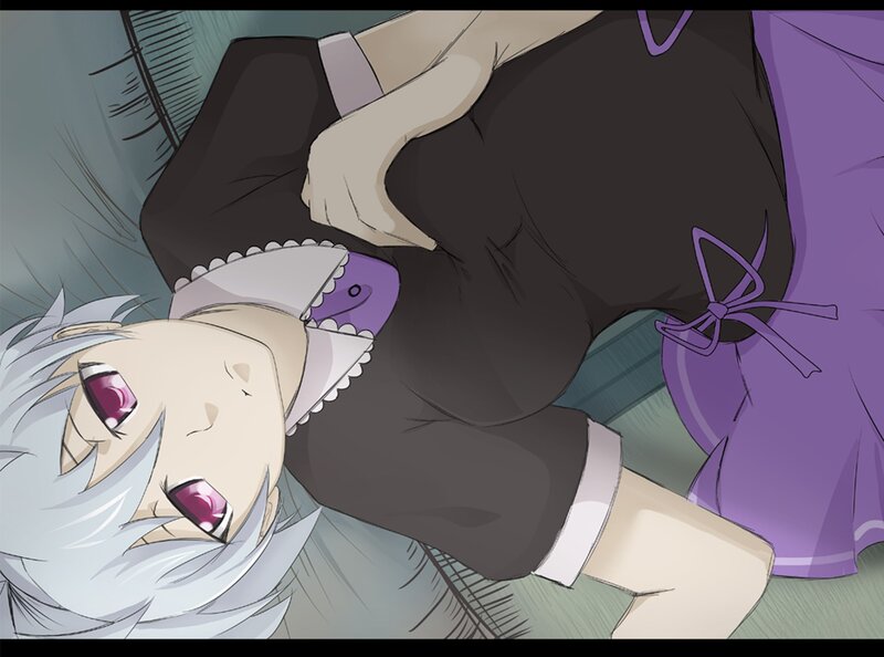 Silver-haired Character Lying — Purple