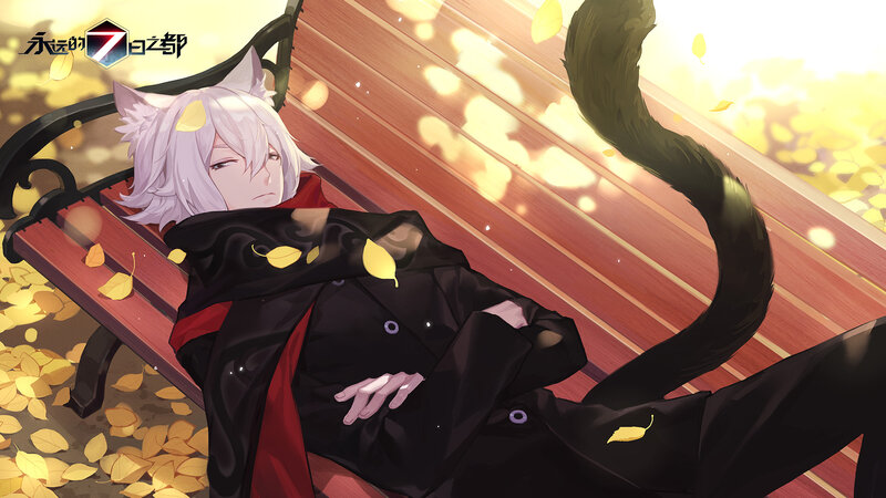 Silver-haired Character on Bench