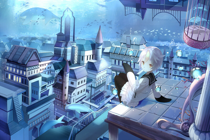 Silver-haired Character on Rooftop