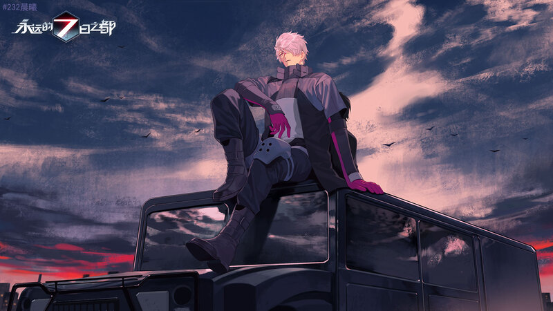 Silver-haired Character on Vehicle