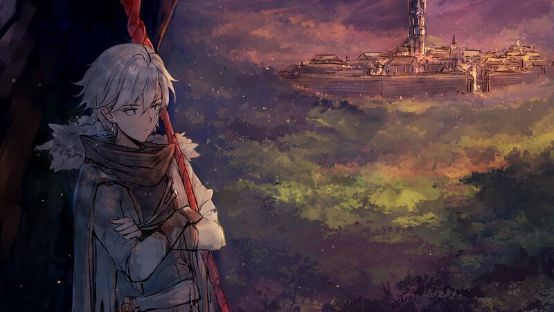 Silver-haired Character — Purple, Dramatic