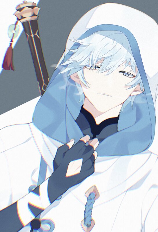Silver-haired Character — White, Calm, Anime, Sword