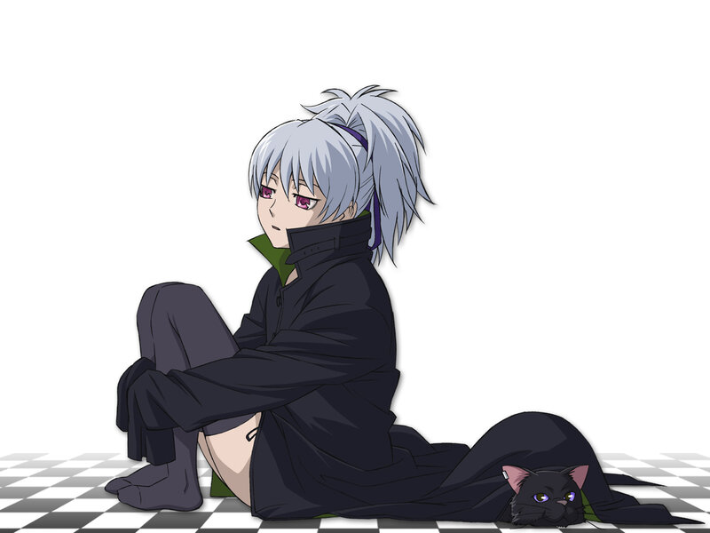silver-haired character with cat