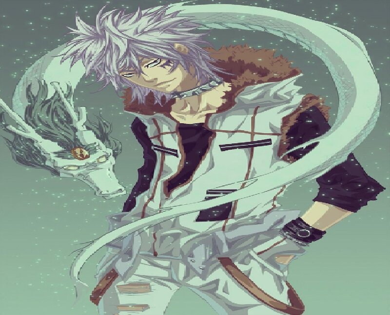 Silver-haired Character with Dragon