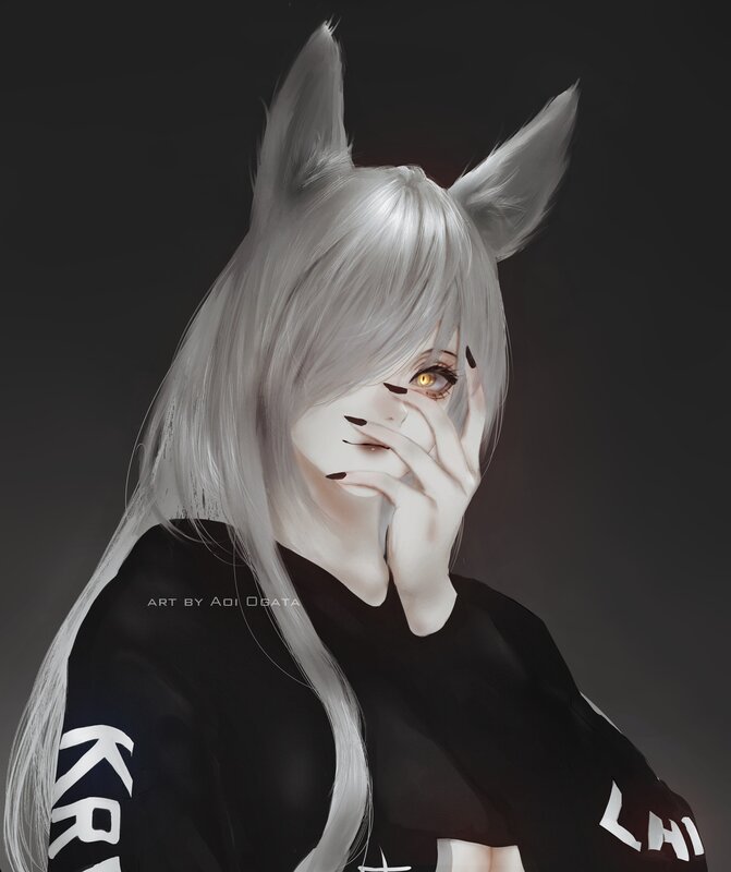 Silver-haired Character with Fox Ears