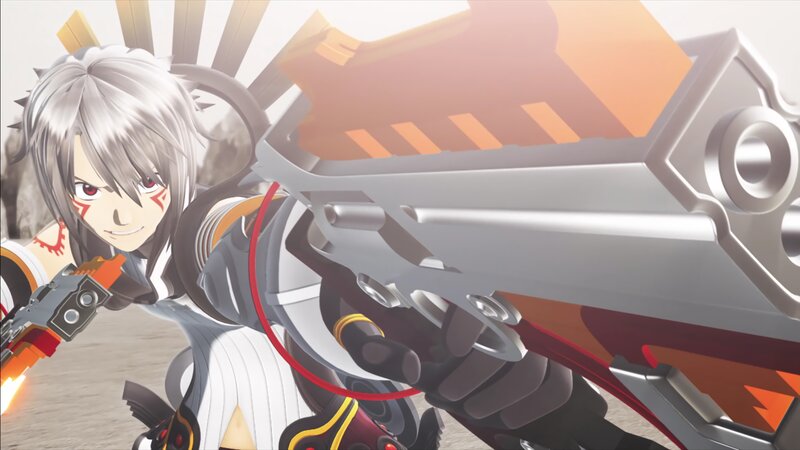 Silver-haired Character with Gun — White