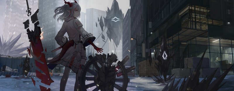Silver-haired Character with Horns — Gray, Dramatic
