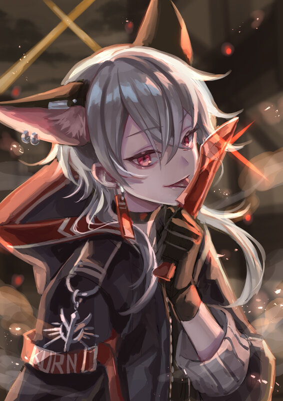 Silver-haired Character with Horns — Gray