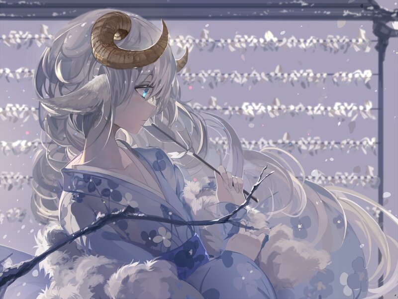 Silver-haired Character with Horns