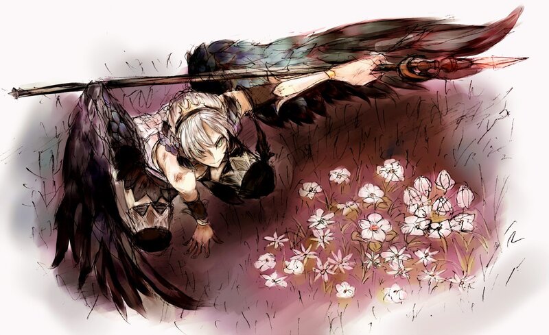Silver-haired Character with Wings — Purple