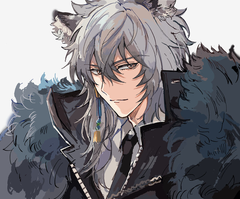 Silver-haired Character with Wolf Ears