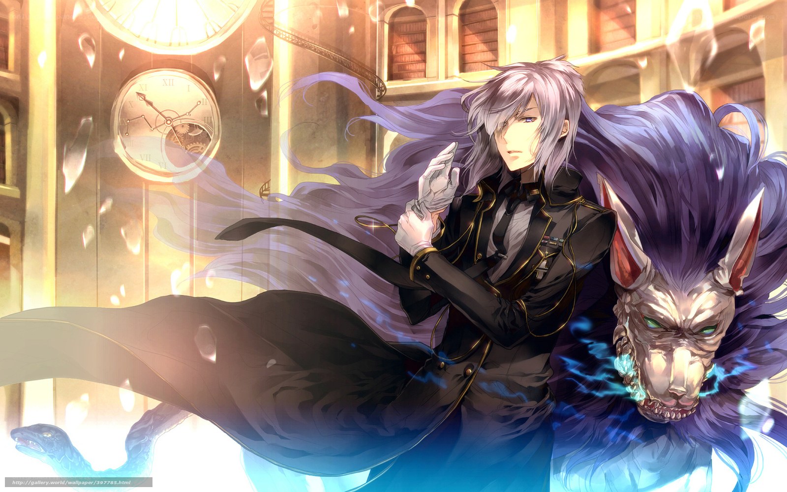 silver-haired character with wolf spirit