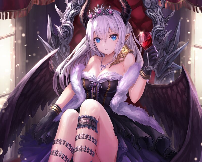 Silver-haired Demon Girl — Purple, Dramatic