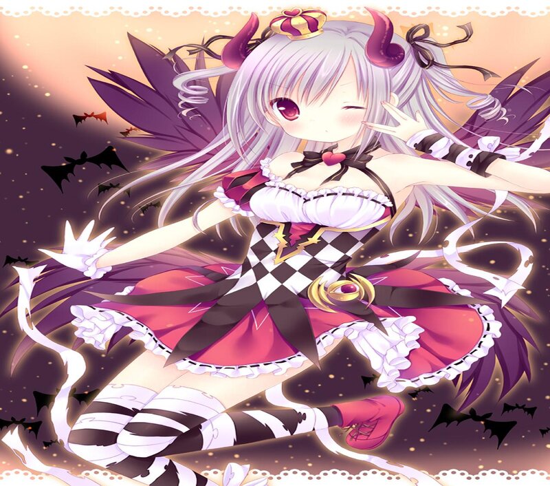 Silver-haired Demon Girl — Purple, Playful