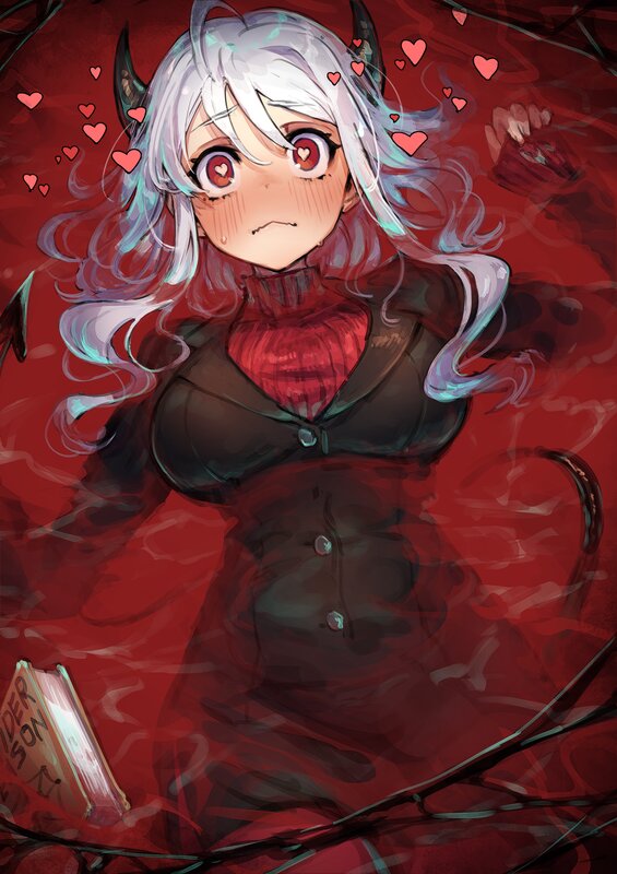 Silver-haired Demon Girl — Red