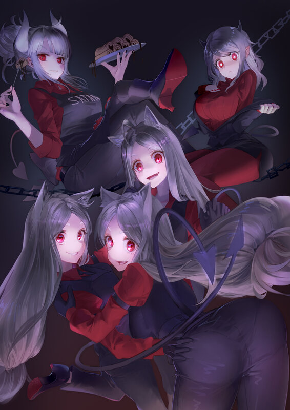 Silver-haired Demon Girls