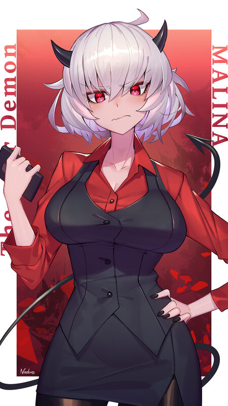 Silver-haired Demon Woman — Red