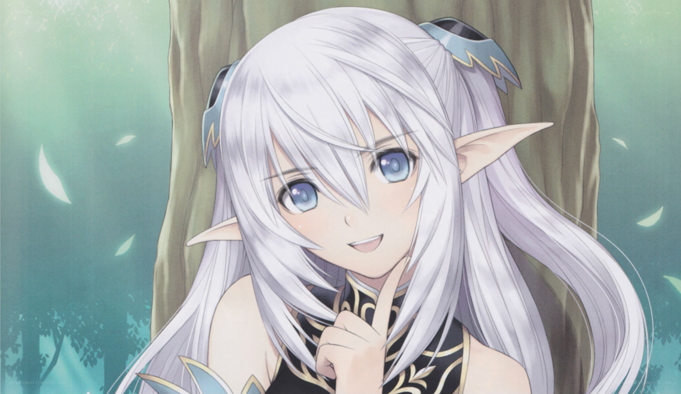 silver-haired elf girl in forest