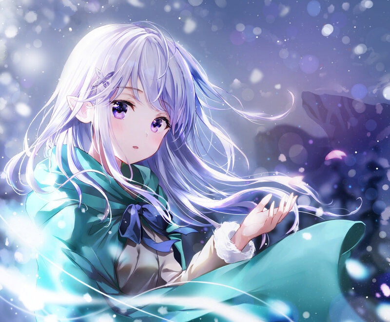 Silver-haired Elf Girl — Purple, Serene