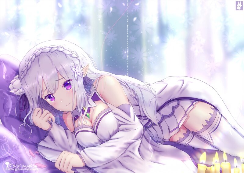Silver-haired Elf Girl — Purple