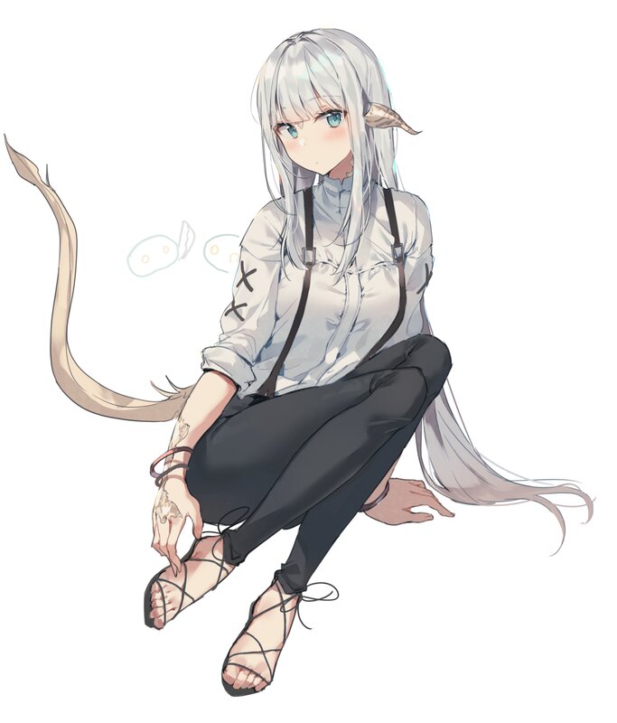 Silver-haired Elf Girl — White, Calm