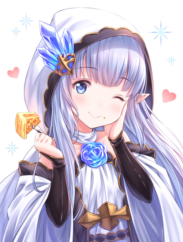 Silver-haired Elf Girl — White, Cheerful