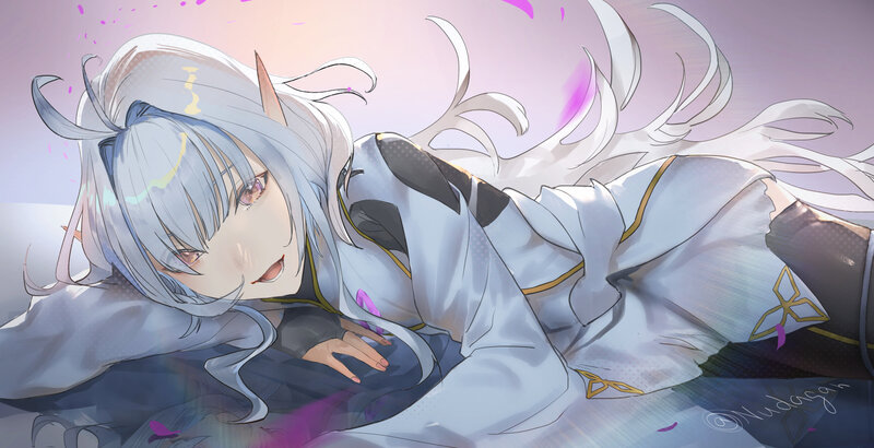 Silver-haired Elf Girl — White, Serene, Sunset