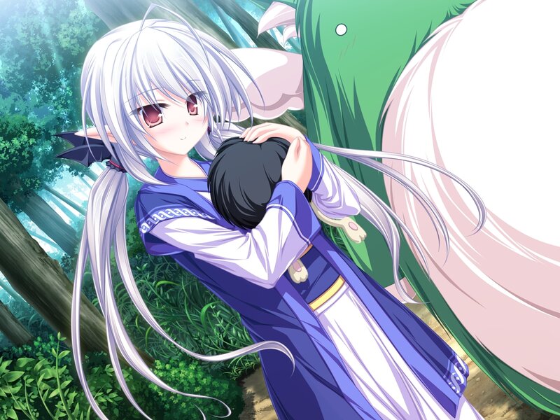 Silver-haired Elf Hugging Child