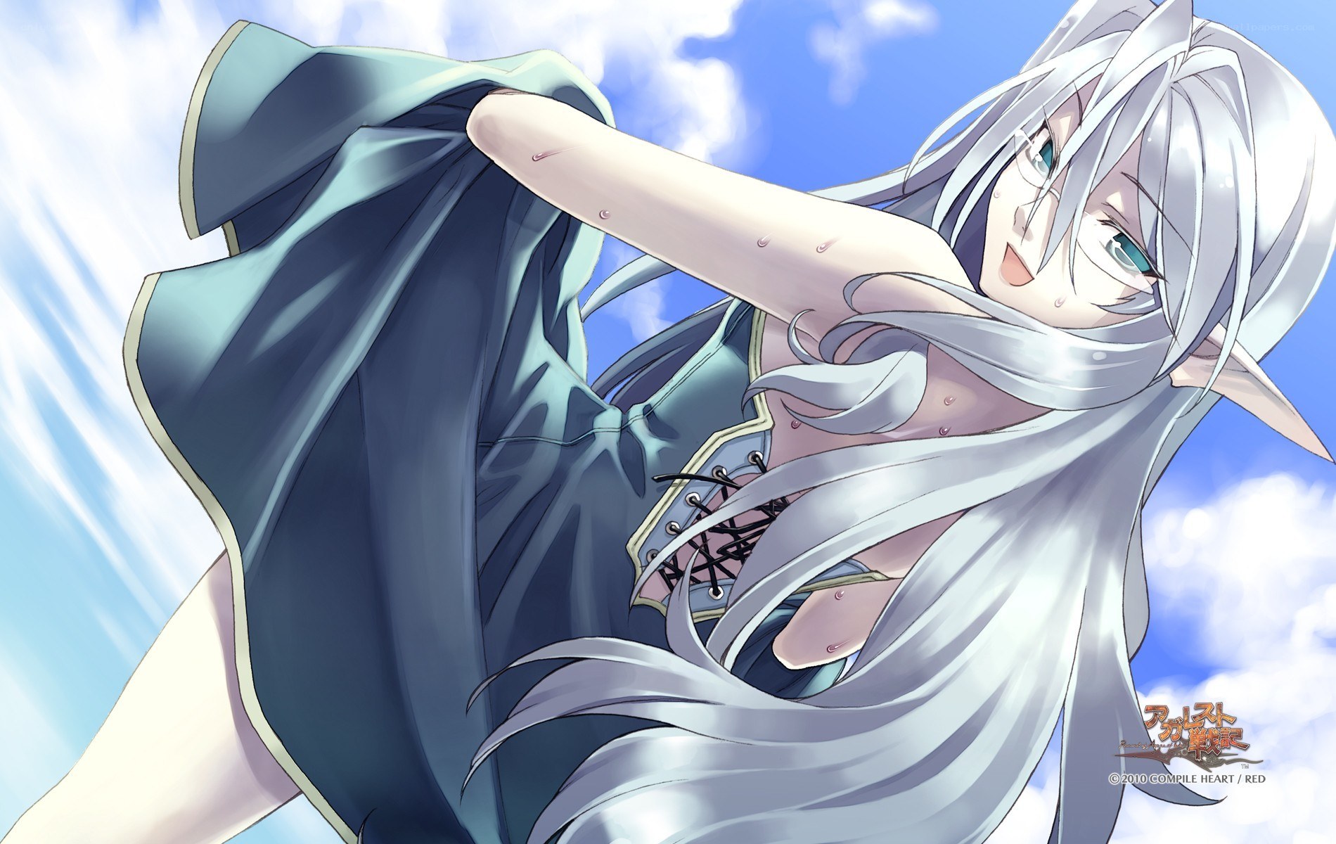 silver-haired elf in blue cloak