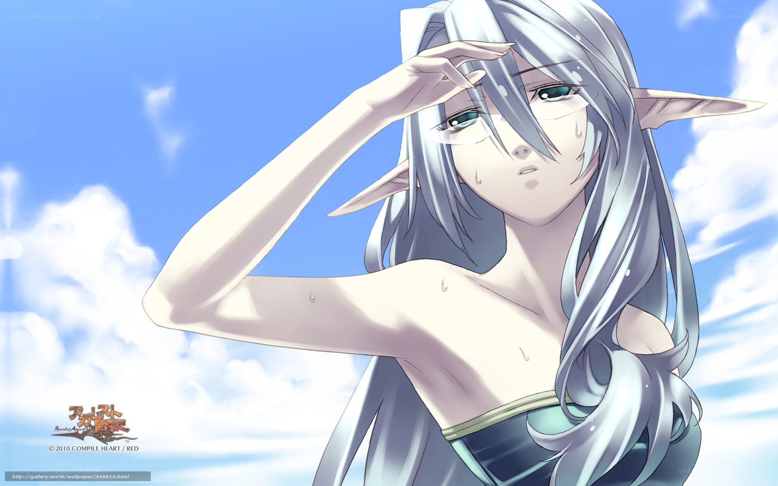 silver-haired elf with sweat drops