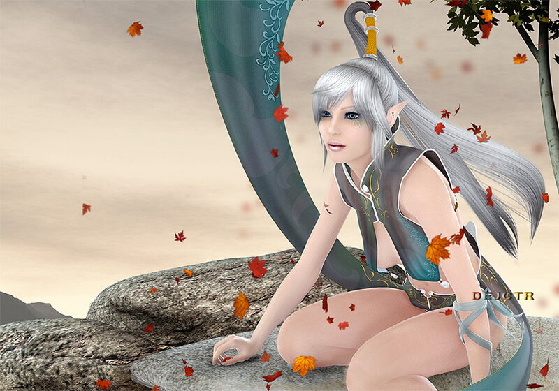 Silver-haired Elf Woman — Gray