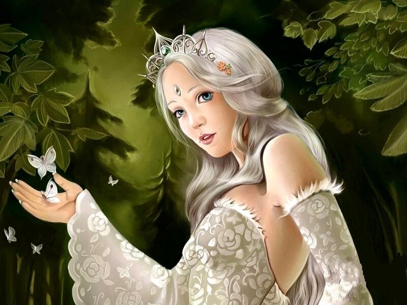 silver-haired fairy in forest