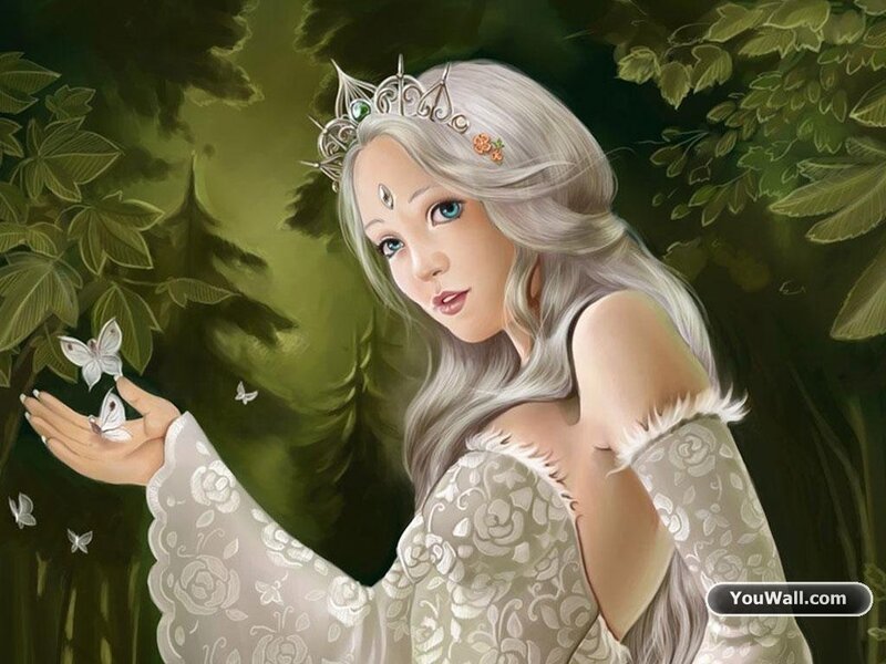silver-haired fairy in forest