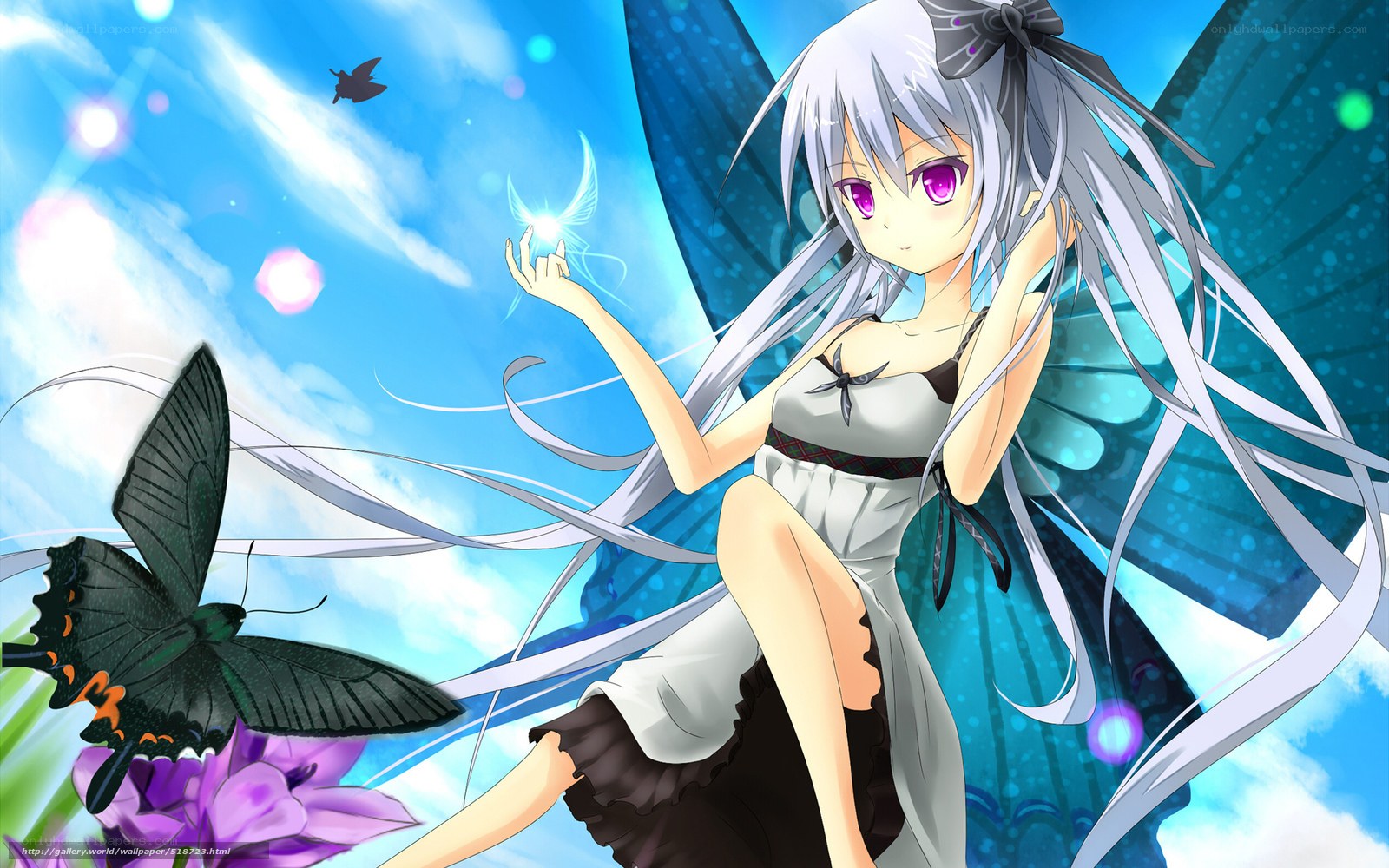 silver-haired fairy with butterfly
